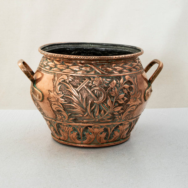 Copper Repousse Cachepot