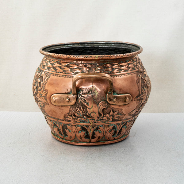 Copper Repousse Cachepot