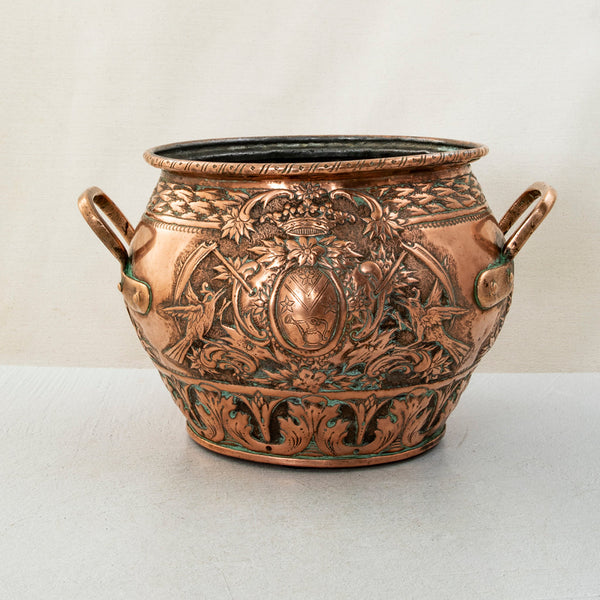 Copper Repousse Cachepot