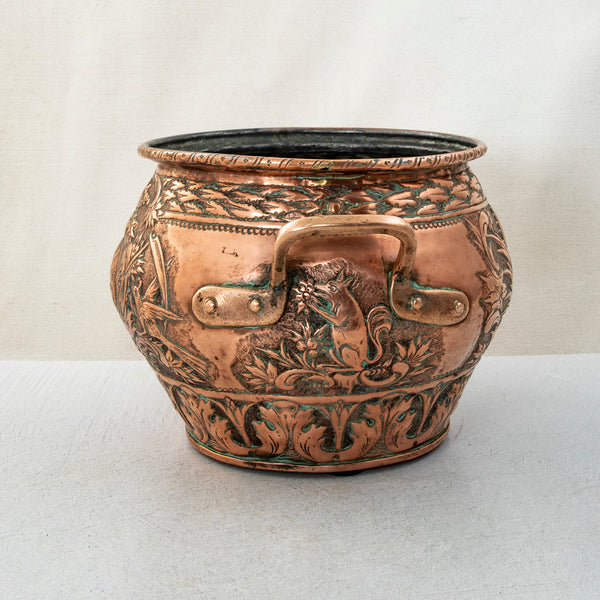 Copper Repousse Cachepot