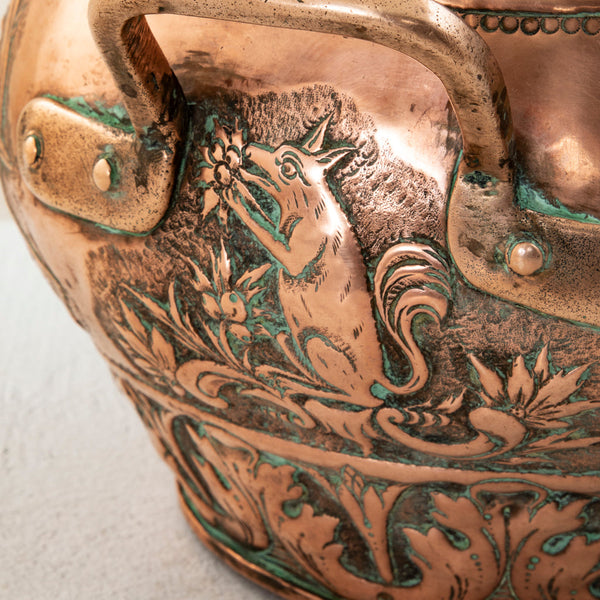 Copper Repousse Cachepot