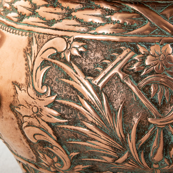 Copper Repousse Cachepot