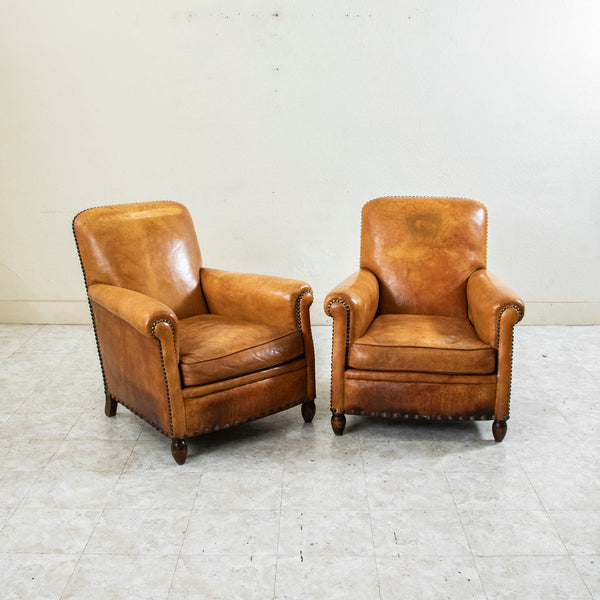 Pair of Leather Club Chairs