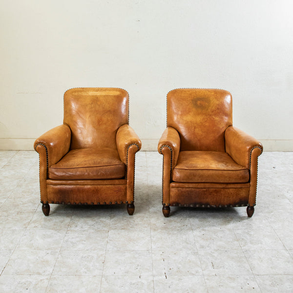 Pair of Leather Club Chairs