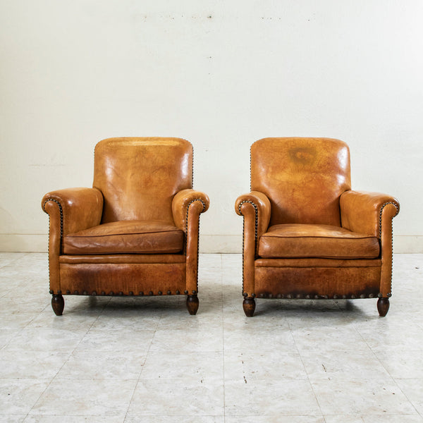 Pair of Leather Club Chairs