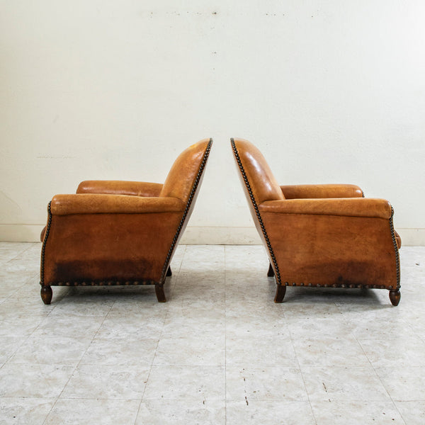 Pair of Leather Club Chairs