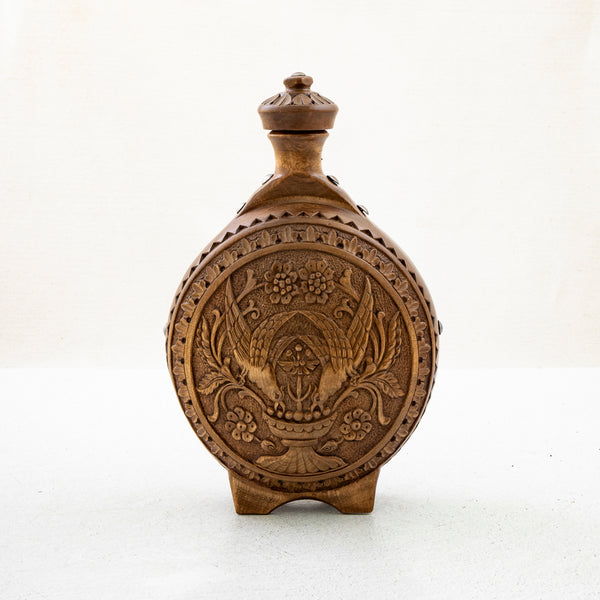 Hand Carved Wooden Flask