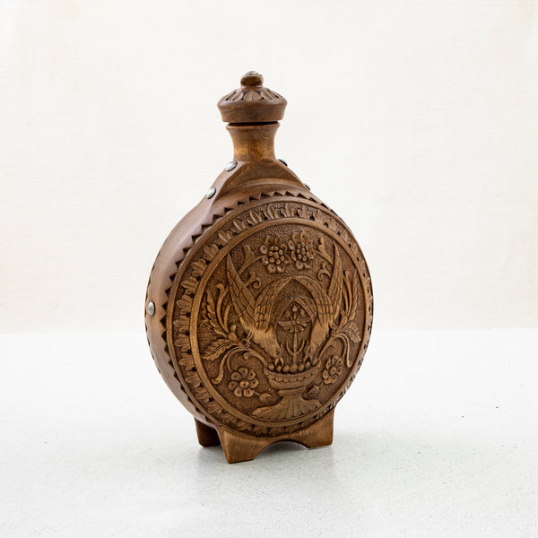 Hand Carved Wooden Flask