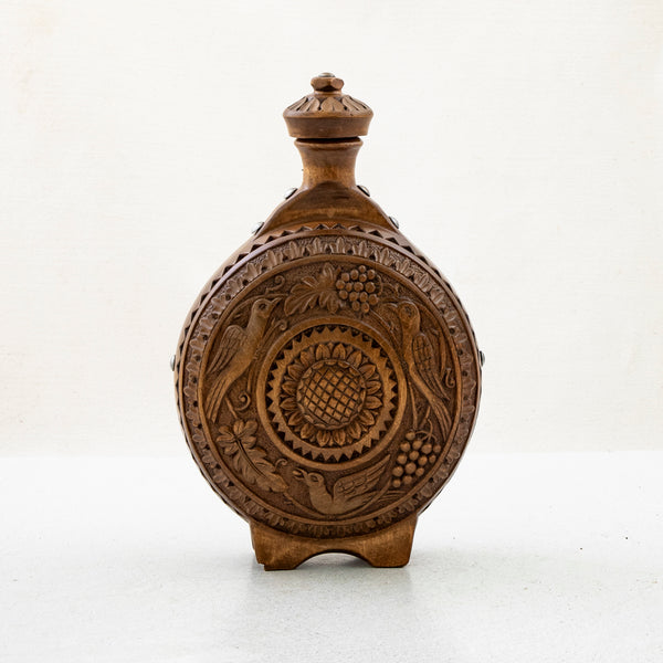 Hand Carved Wooden Flask