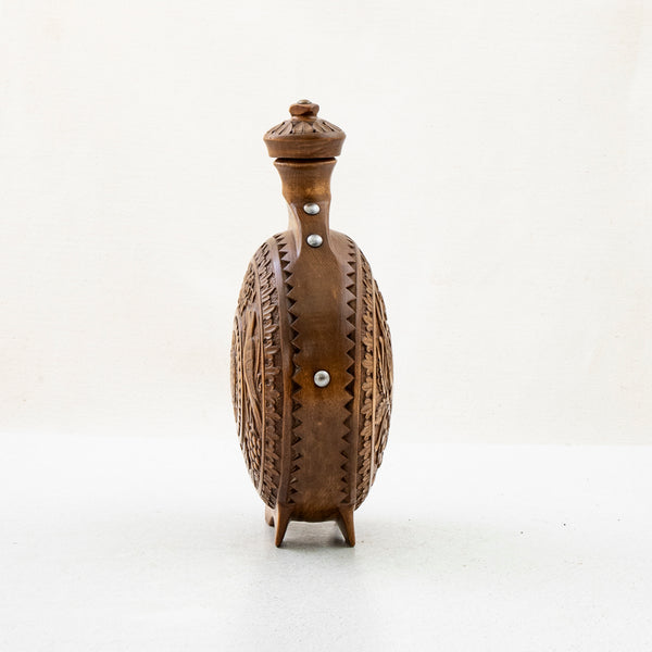 Hand Carved Wooden Flask