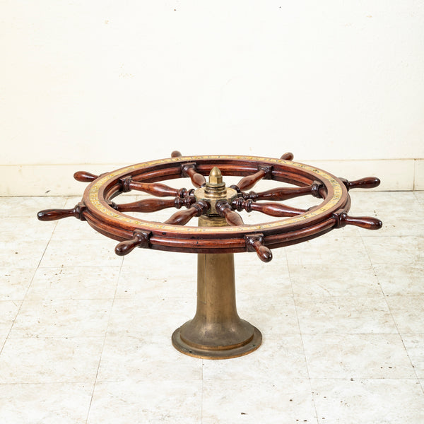 Oak and Brass Ship's Wheel