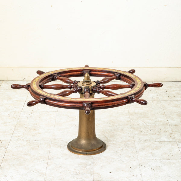Oak and Brass Ship's Wheel
