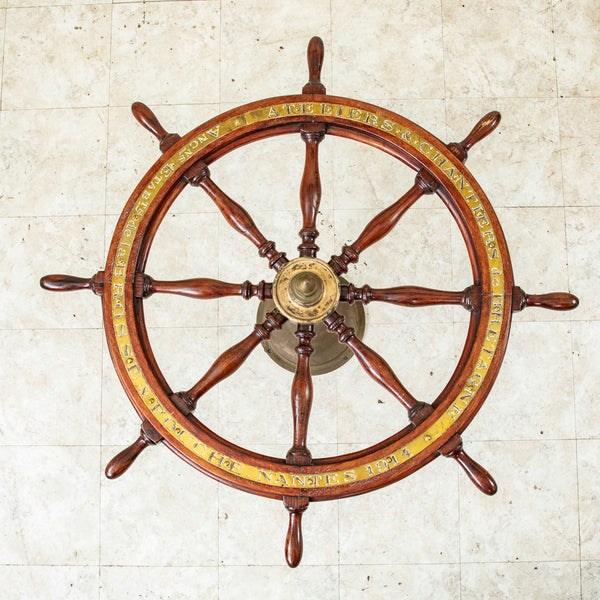 Oak and Brass Ship's Wheel