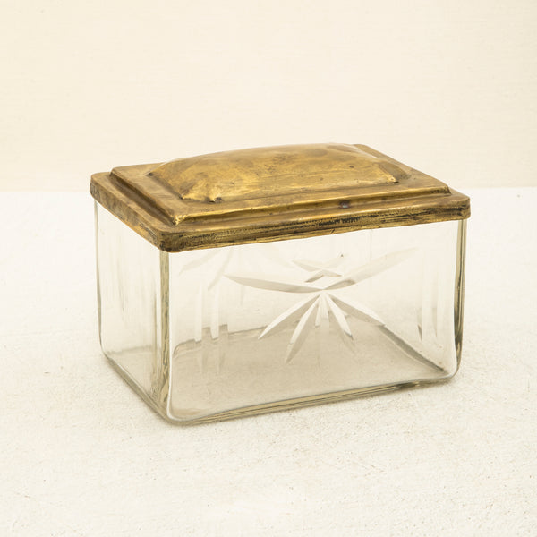 Glass and Brass Biscuit Box