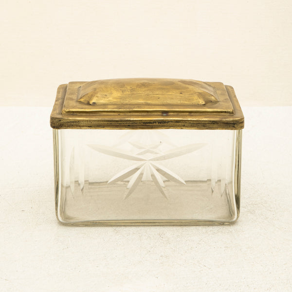 Glass and Brass Biscuit Box