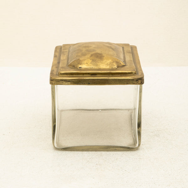 Glass and Brass Biscuit Box