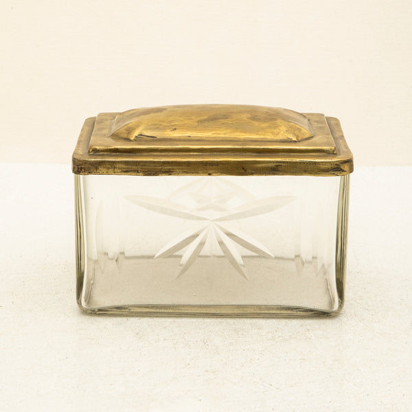 Glass and Brass Biscuit Box