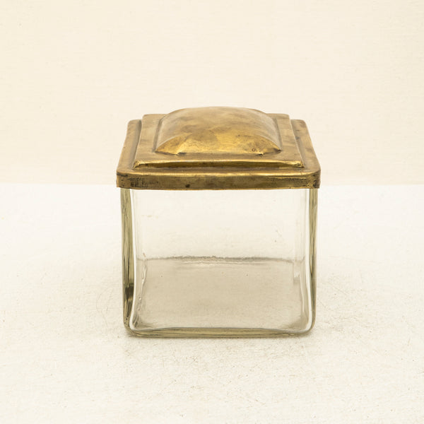 Glass and Brass Biscuit Box
