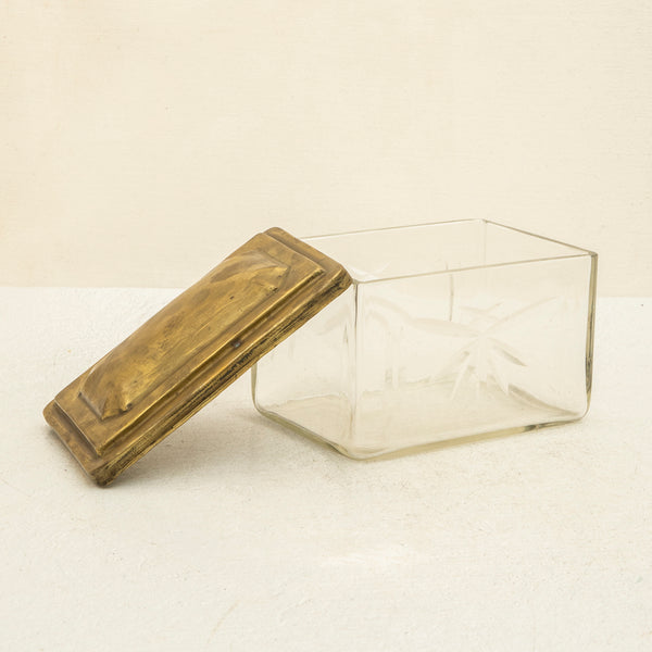 Glass and Brass Biscuit Box