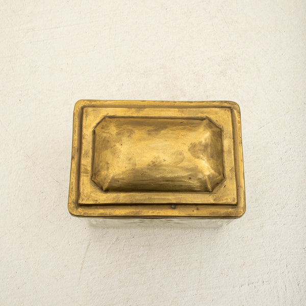 Glass and Brass Biscuit Box