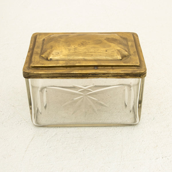 Glass and Brass Biscuit Box