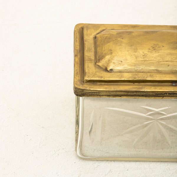Glass and Brass Biscuit Box
