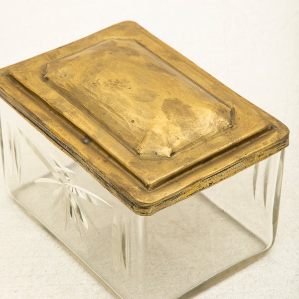 Glass and Brass Biscuit Box