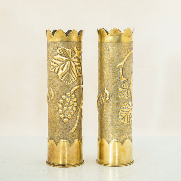 Pair of Trench Art Vases