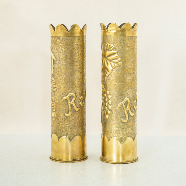 Pair of Trench Art Vases