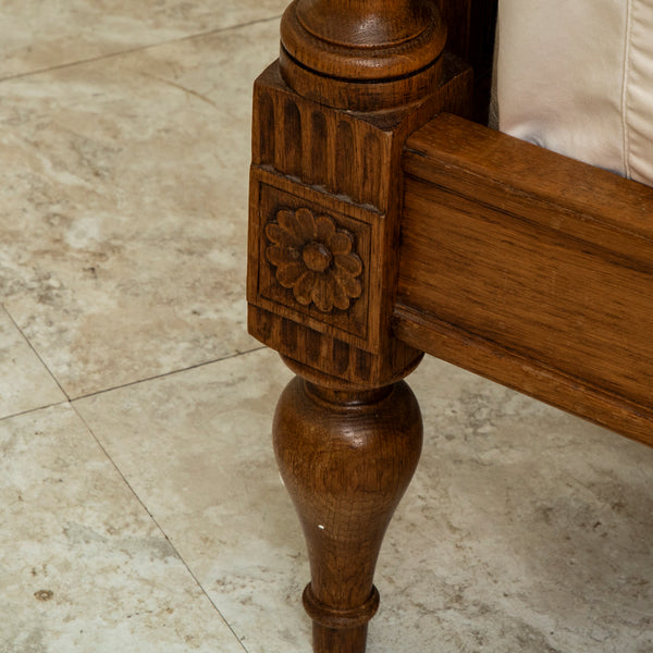 Hand Carved Oak Queen Bed