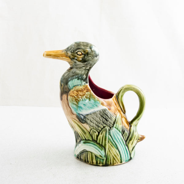 Majolica Duck Pitcher