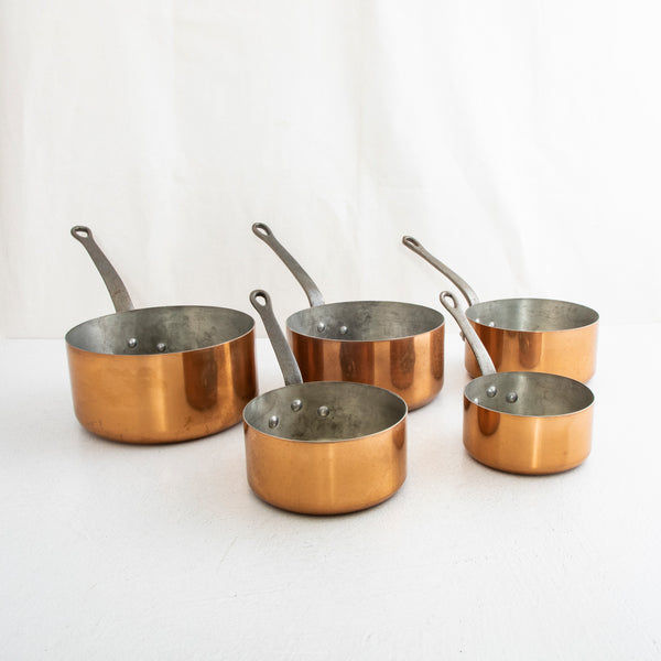 Set of Five Copper Pots