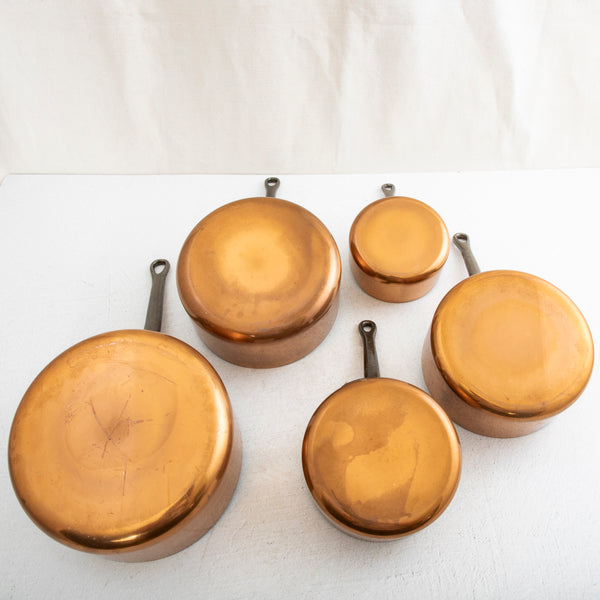 Set of Five Copper Pots