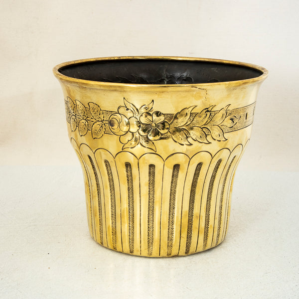 Brass Repousse Cachepot