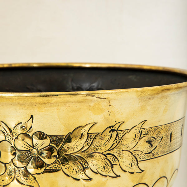 Brass Repousse Cachepot