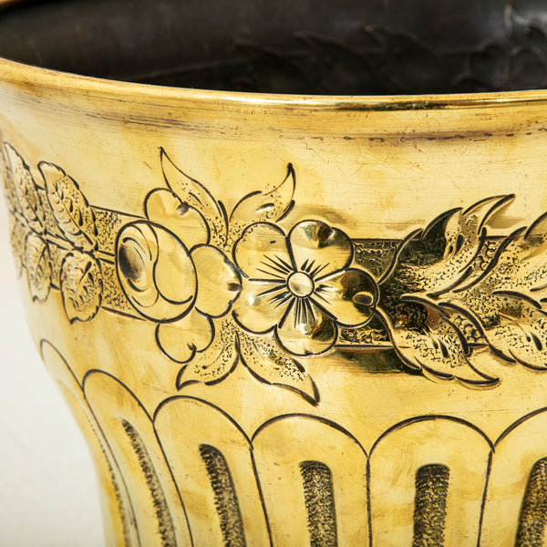 Brass Repousse Cachepot