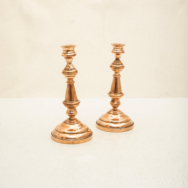 Pair of Copper Candlesticks