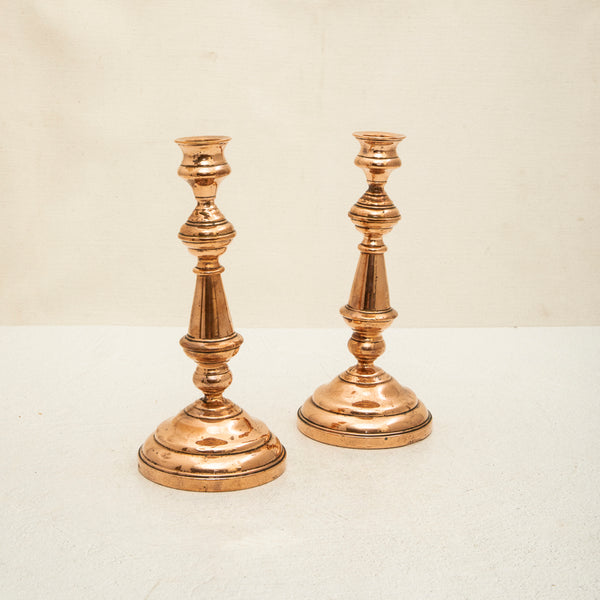 Pair of Copper Candlesticks