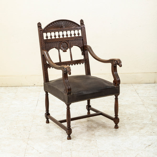 Walnut Armchair with Rams