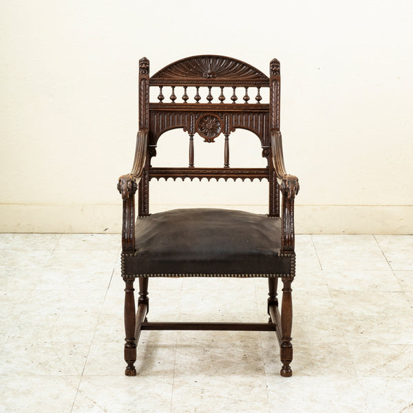 Walnut Armchair with Rams