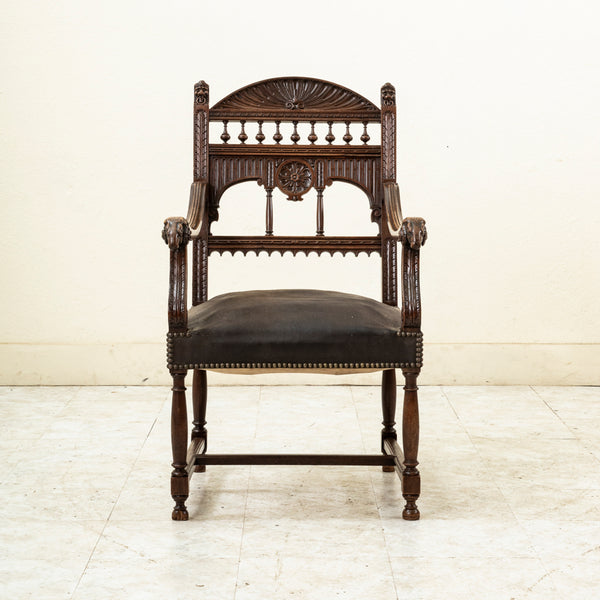 Walnut Armchair with Rams