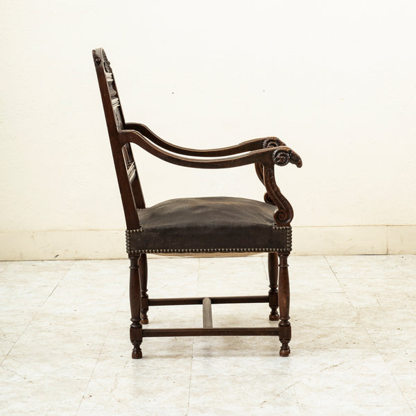 Walnut Armchair with Rams