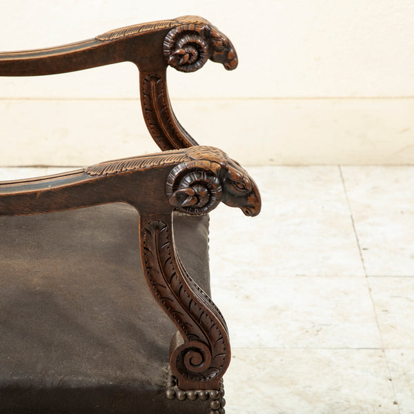Walnut Armchair with Rams