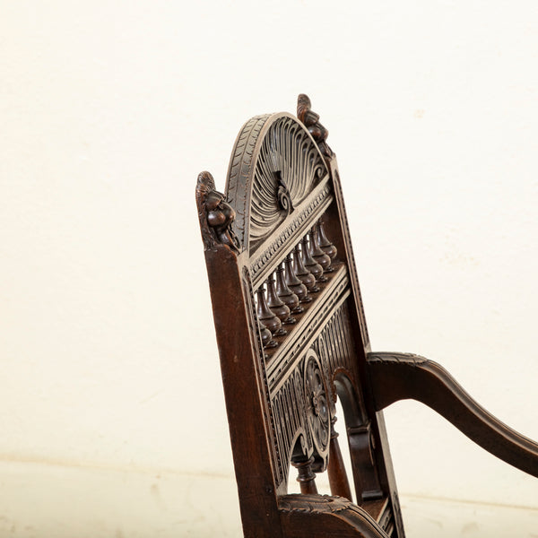 Walnut Armchair with Rams