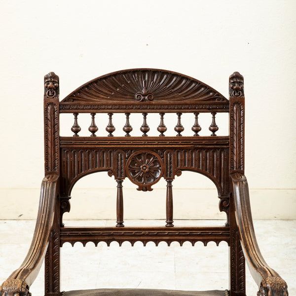 Walnut Armchair with Rams