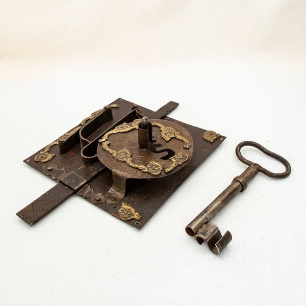 Large Iron Lock and Key