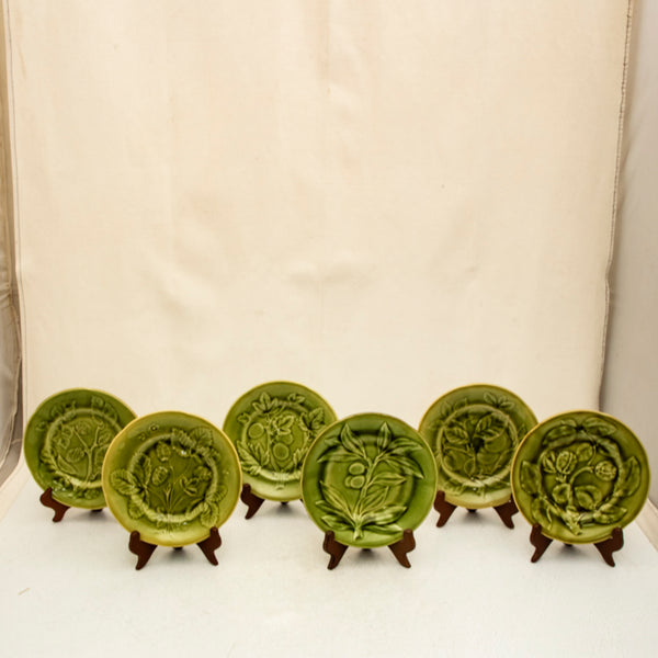 Set of Six Majolica Plates