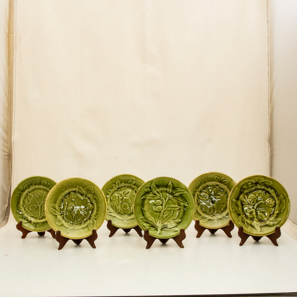 Set of Six Majolica Plates
