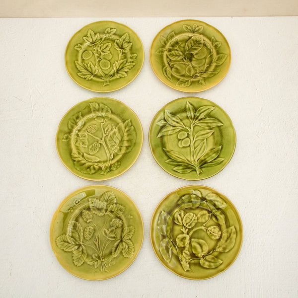 Set of Six Majolica Plates