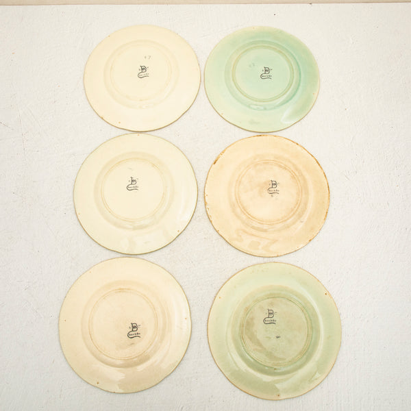 Set of Six Majolica Plates